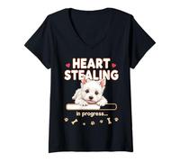 Mujer Heart West Highland White Terrier divertido regalo Westie Puppy Camiseta Cuello V