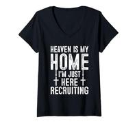 Mujer Heaven Is My Home I'm Just Here Recruiting Camiseta Cuello V