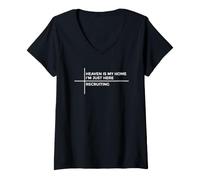 Mujer Heaven Is My Home I'm Just Here Recruiting Camiseta Cuello V