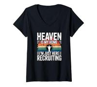 Mujer Heaven Is My Home I'm Just Here Recruiting Camiseta Cuello V