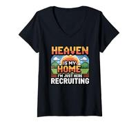 Mujer Heaven Is My Home I'm Just Here Recruiting Camiseta Cuello V