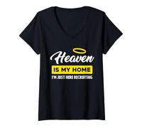 Mujer Heaven Is My Home, I'm Just Here Recruiting Camiseta Cuello V