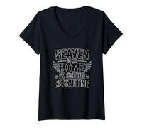 Mujer Heaven Is My Home I'm Just Here Recruiting Camiseta Cuello V