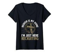 Mujer Heaven Is My Home I'm Just Here Recruiting Camiseta Cuello V