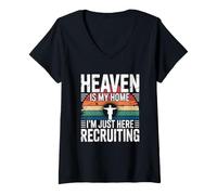 Mujer Heaven Is My Home I'm Just Here Recruiting Camiseta Cuello V