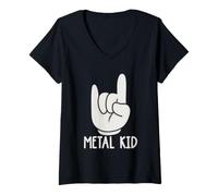 Mujer Heavy Metal Kids Metalhead Rock Música Joven Fan Humor Camiseta Cuello V