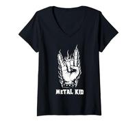 Mujer Heavy Metal Kids Metalhead Rock Música Joven Fan Humor Camiseta Cuello V