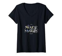 Mujer Hecho de estética mística Floral de Gato mágico Camiseta Cuello V