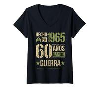 Mujer Hecho en 1965 Dando Guerra 60 Años 60 Cumpleaños Regalo Camiseta Cuello V