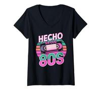 Mujer Hecho En Los 80s Latino Retro Vintage México Español Orgullo Camiseta Cuello V