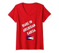 Mujer Hecho en Samoa Americana con Bandera Divertida Camiseta Cuello V