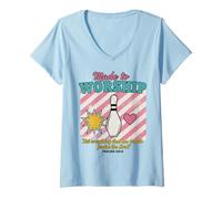 Mujer Hecho para Adorar Alabar al Señor Fe Cristiana Camiseta Cuello V