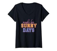 Mujer Hecho para días soleados cita inspiradora Camiseta Cuello V