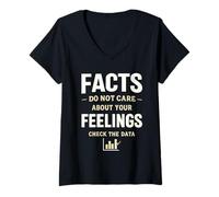 Mujer Hechos No Sentimientos Comprobar los Datos Estadísticas Humor Camiseta Cuello V
