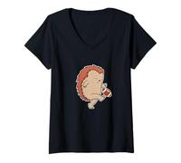 Mujer Hedgehog Juega fútbol Americano Camiseta Cuello V