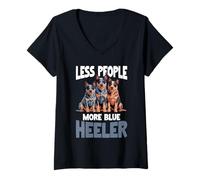 Mujer Heeler Azul del Perro Ganado Australiano Camiseta Cuello V