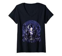 Mujer Hel Bubblegum Mitología nórdica Diosa Gothic Baddie Camiseta Cuello V