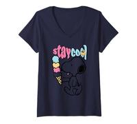 Mujer Helado Peanuts Snoopy Stay Cool Lazy Summer Days Classic Camiseta Cuello V