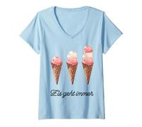 Mujer Helado Va siempre con texto en alemán Camiseta Cuello V