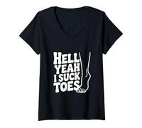 Mujer Hell Yeah I Suck Toes Humor Peculiar Divertido Camiseta Cuello V
