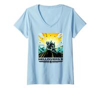Mujer Helldivers 2 Colorful Sony PlayStation Video Game Poster Camiseta Cuello V