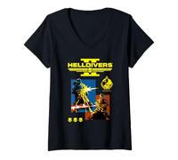 Mujer Helldivers 2 Divers for Liberty Collage and Logo Video Game Camiseta Cuello V