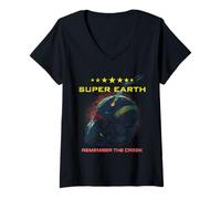 Mujer Helldivers 2 Eliminated Smoking Helmet Poster Video Game Camiseta Cuello V