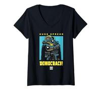 Mujer Helldivers 2 PlayStation Video Game Hugs Spread Democracy Camiseta Cuello V
