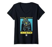 Mujer Helldivers 2 PlayStation Video Game Hugs Spread Democracy Camiseta Cuello V