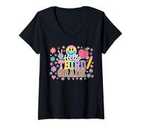 Mujer Hello 3rd Grade Boy Girls Teacher Third Grade Back to School Camiseta Cuello V