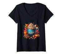 Mujer Hello Autumn Hot Cocoa Mug Graphic For Women Kids and Fall Camiseta Cuello V
