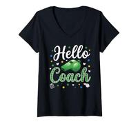Mujer Hello Coach Silbato Plaid Sports Mentor Design Camiseta Cuello V