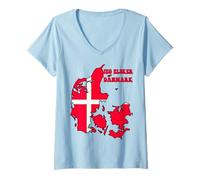 Mujer Hello Copenhagen I Love Denmark - Bandera de Mapa danesa para mamá y papá Camiseta Cuello V
