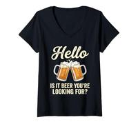 Mujer Hello, ¿es Cerveza lo Que estás Buscando? Divertida Fiesta para Beber Camiseta Cuello V