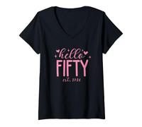 Mujer Hello Fifty EST. 1976 Funny 50th Birthday Women Camiseta Cuello V