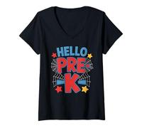 Mujer Hello Pre-K Comic Book Style Kids Camiseta Cuello V