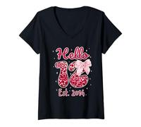 Mujer Hello Twelve EST 2014 12th Birthday Coquette 12 Year Girl Camiseta Cuello V
