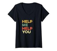 Mujer Help Me Help You Funny Meme Viral Pop Cultura Terapia Broma Camiseta Cuello V