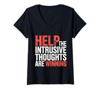 Mujer Help The Intrusive Thoughts Are Winning Cavilaciones |- Camiseta Cuello V