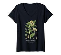 Mujer Henbane Negro, jardín botánico de Brujas, Magia Arcana Camiseta Cuello V