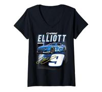 Mujer Hendrick Motorsports Elliott Chase Signature No 9 Camaro ZL1 Camiseta Cuello V