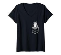 Mujer Heno Girl Funny Horse Pocket Country Western Farm Camiseta Cuello V