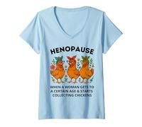 Mujer Henopause Mujeres Coleccionando Pollo Divertido Camiseta Cuello V