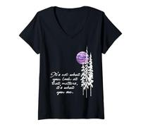 Mujer Henry David Thoreau Cita Diciendo Amante de la Naturaleza Senderismo Camping Camiseta Cuello V