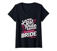 Mujer Her Last Ride Before She's The Bride - Camisetas divertidas para novia Camiseta Cuello V
