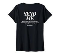 Mujer Here Am I Send Me Isaías 6:8 Verso de la Biblia Cristiana Hombres Mujeres Camiseta Cuello V