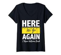Mujer Here We Go Again Bienvenidos Maestros de Vuelta a la Escuela Estudiantes Camiseta Cuello V