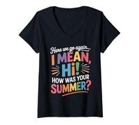 Mujer Here We Go Again Summer Back to School Teacher & Student Camiseta Cuello V