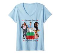 Mujer Herencia afroamericana cultivada y de raíces búlgaras Camiseta Cuello V