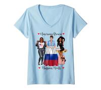 Mujer Herencia afroamericana cultivada y de raíces Rusas Camiseta Cuello V